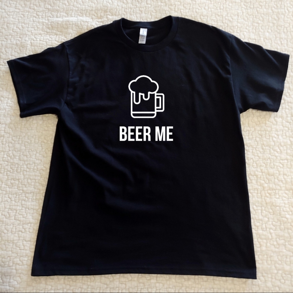NWT Beer Me Graphic Tee, Various Sizes, Black, Short Sleeved